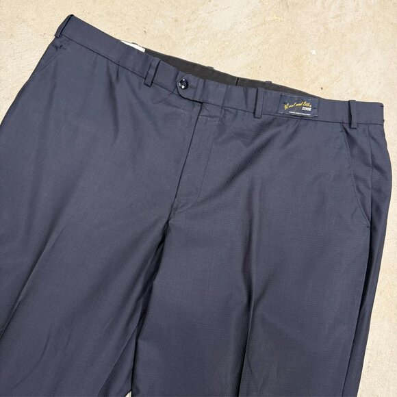 NWT Gaga G Dress Pants Zignone Wool & Silk Trousers Italy Micro-Check Blue 44x29 - Picture 3 of 9